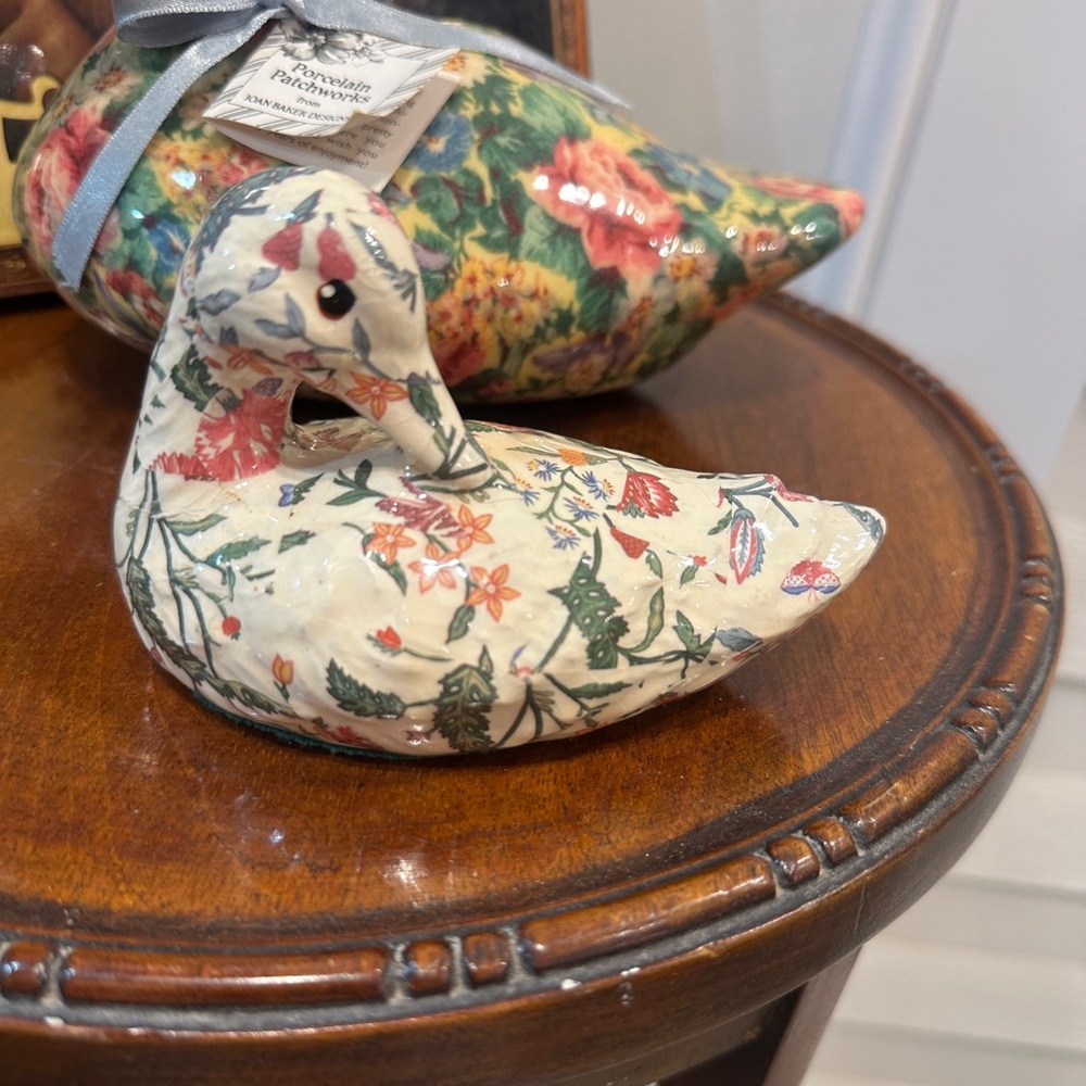Floral Ceramic Duck Figurine